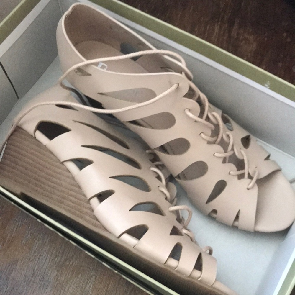 Beige wedges. Never worn.